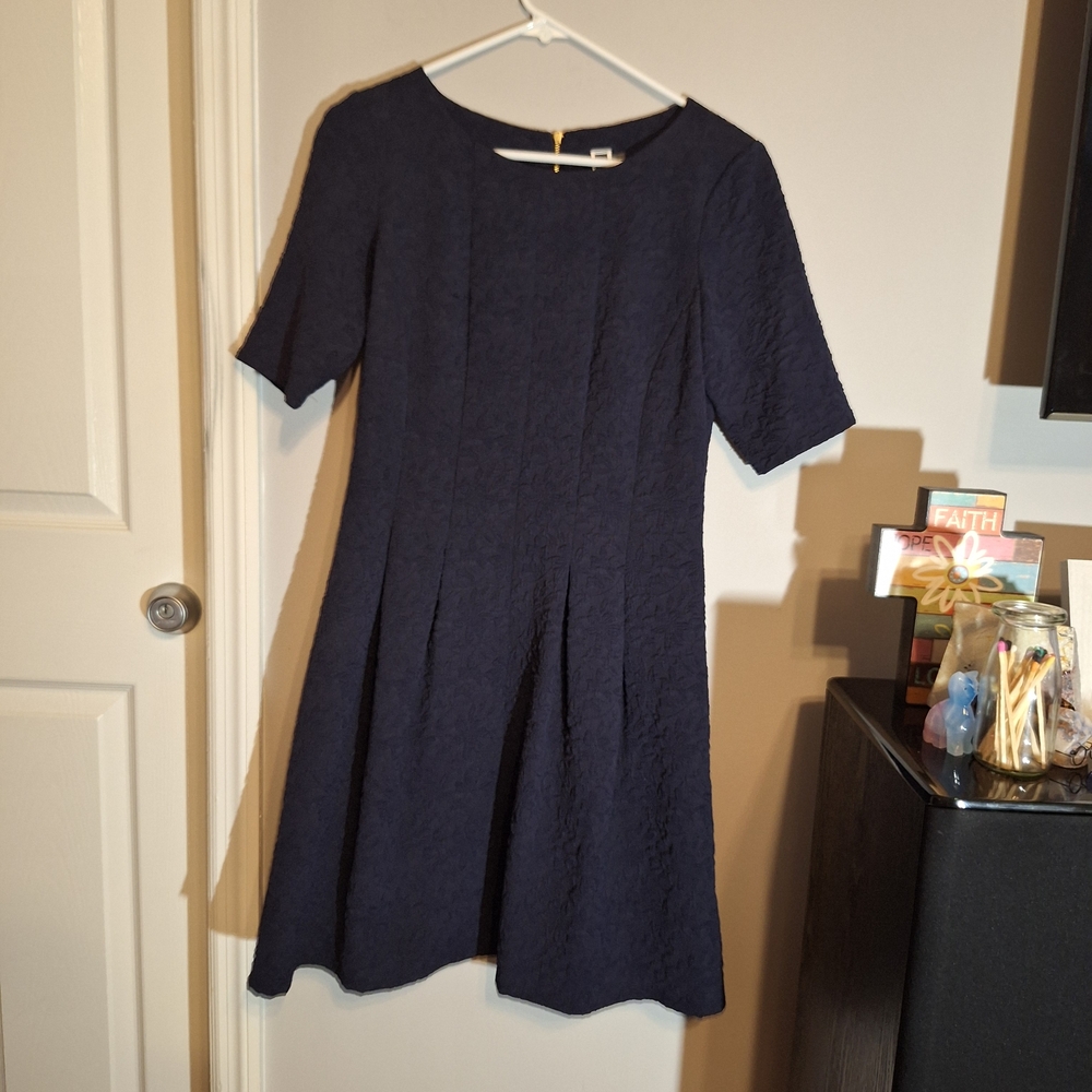 Julian Taylor Navy Short Sleeve Midi Dress Work Attire Church